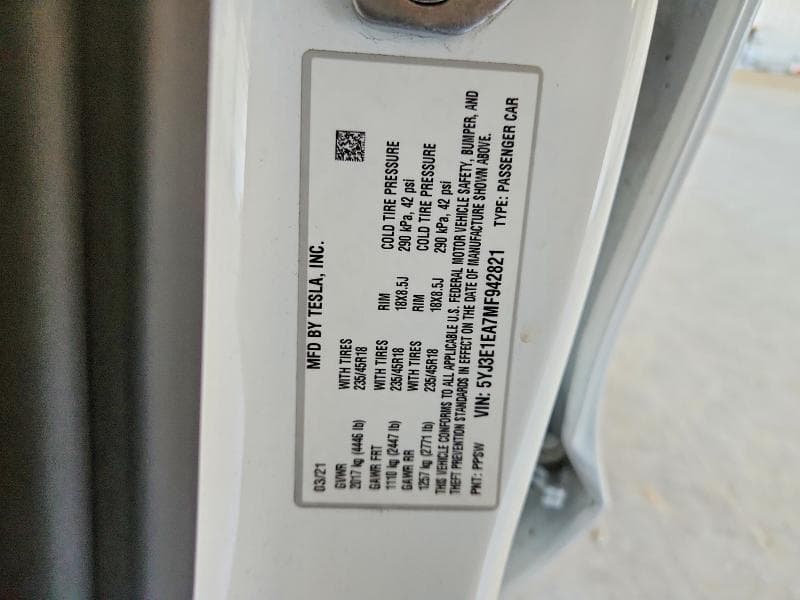 2021 TESLA MODEL 3 12