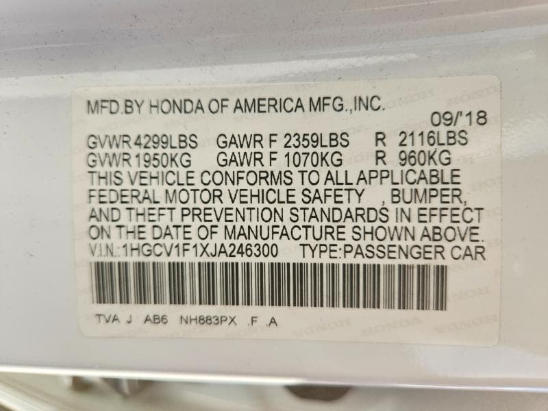 2018 HONDA ACCORD LX 13