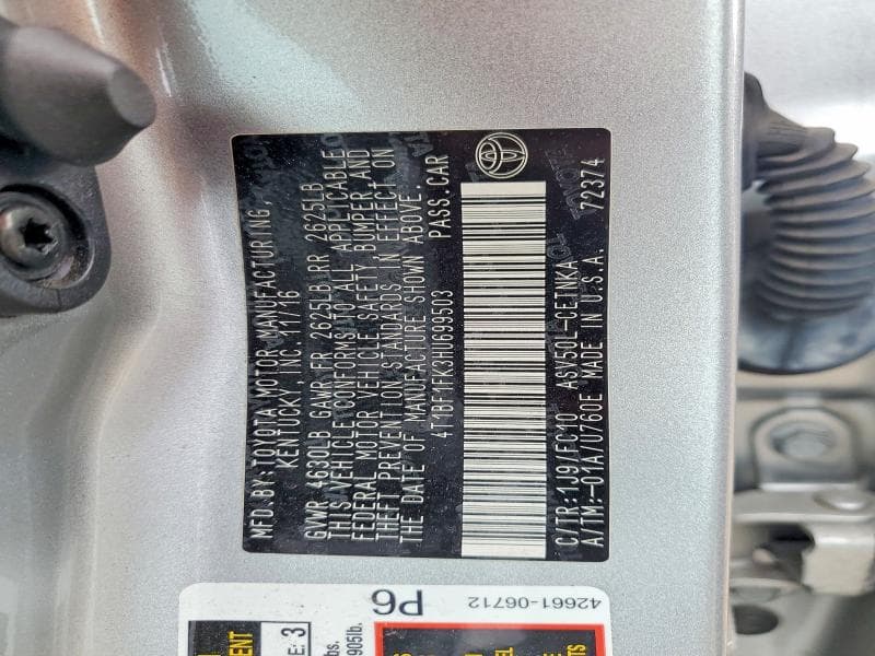 2017 TOYOTA CAMRY LE 13