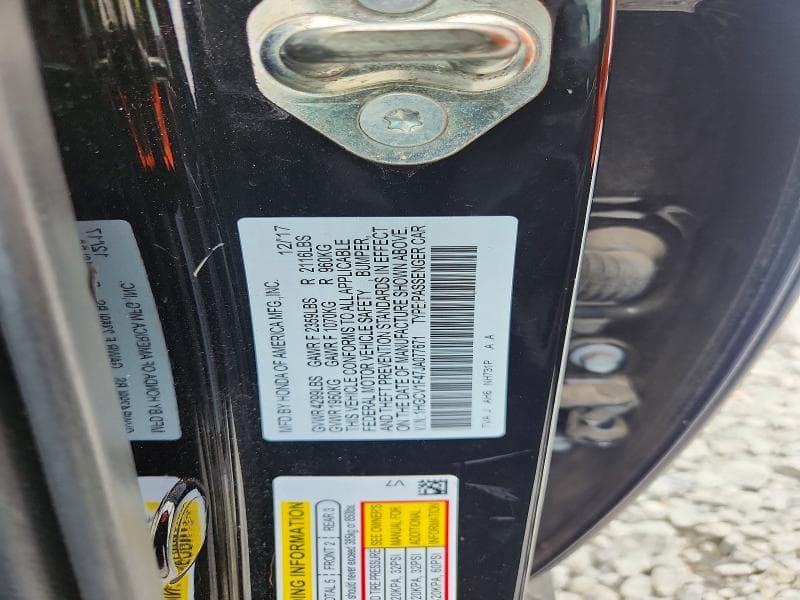 2018 HONDA ACCORD EX 12