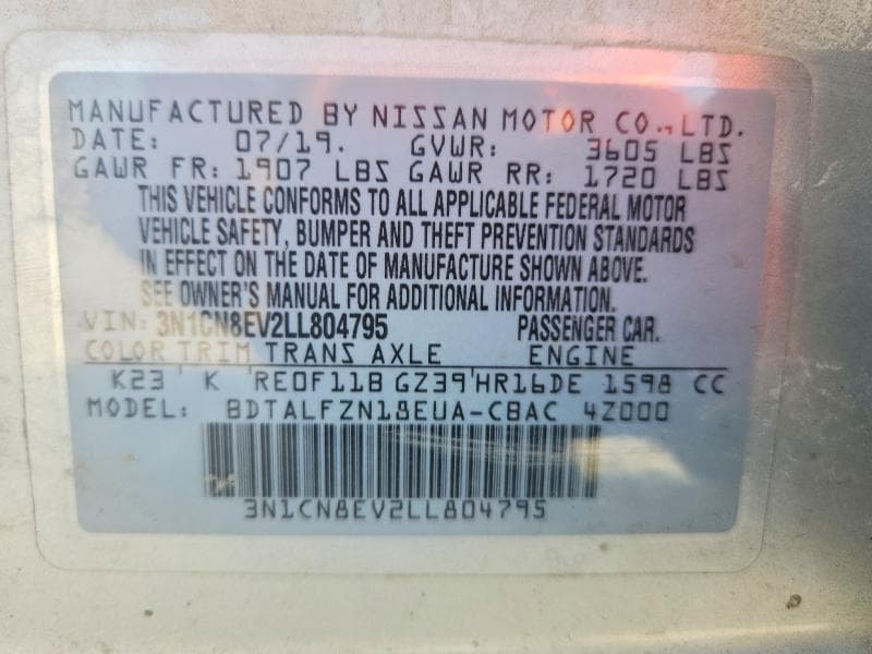 2020 NISSAN VERSA SV 13