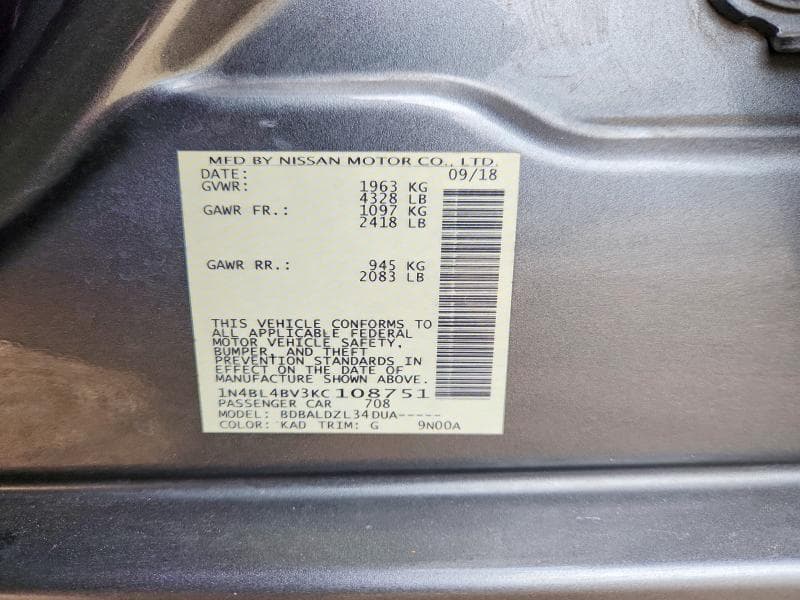 2019 NISSAN ALTIMA S 13