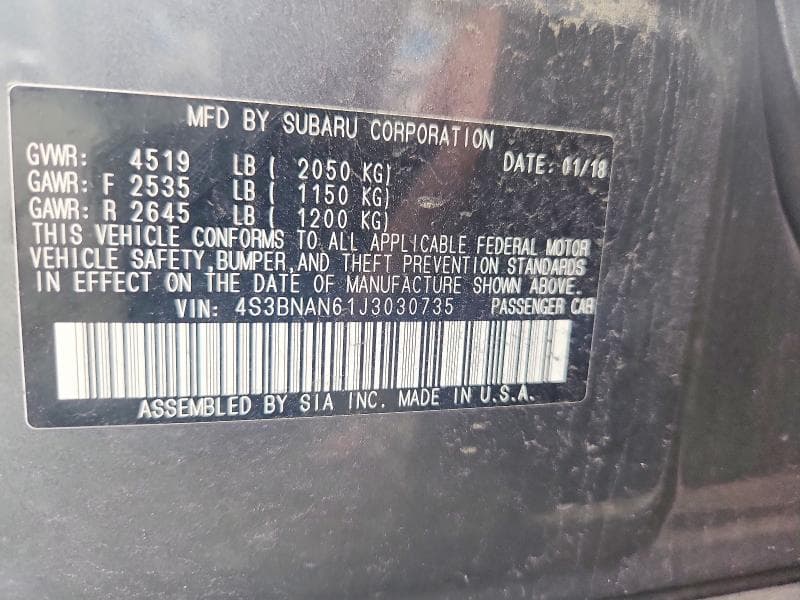 2018 SUBARU LEGACY 2.5I LIMITED 12