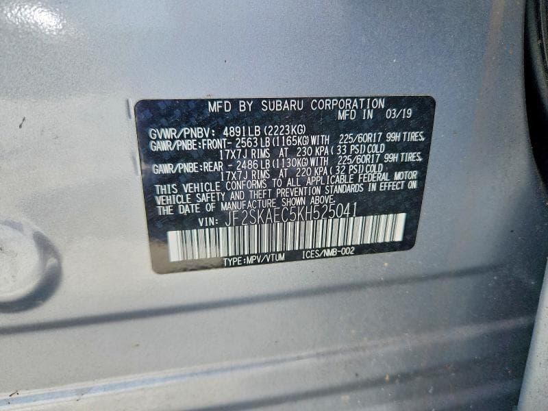 2019 SUBARU FORESTER PREMIUM 13