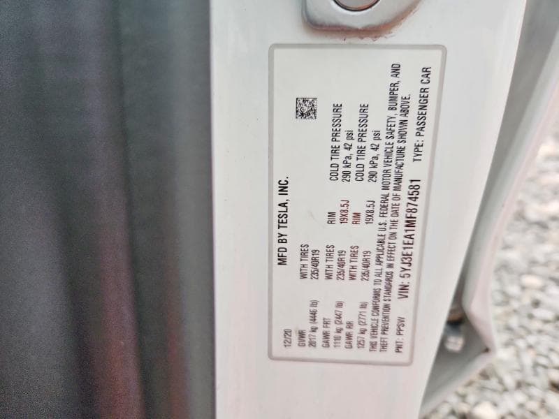 2021 TESLA MODEL 3 12