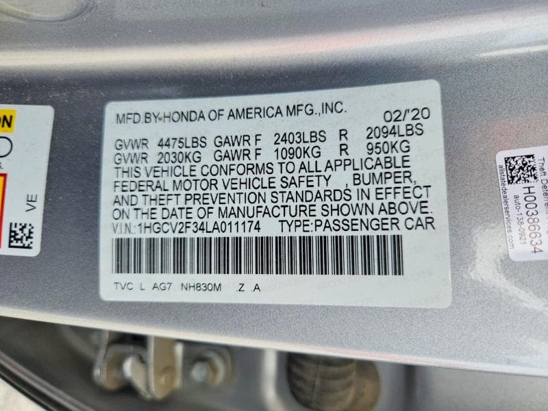 2020 HONDA ACCORD SPORT 12
