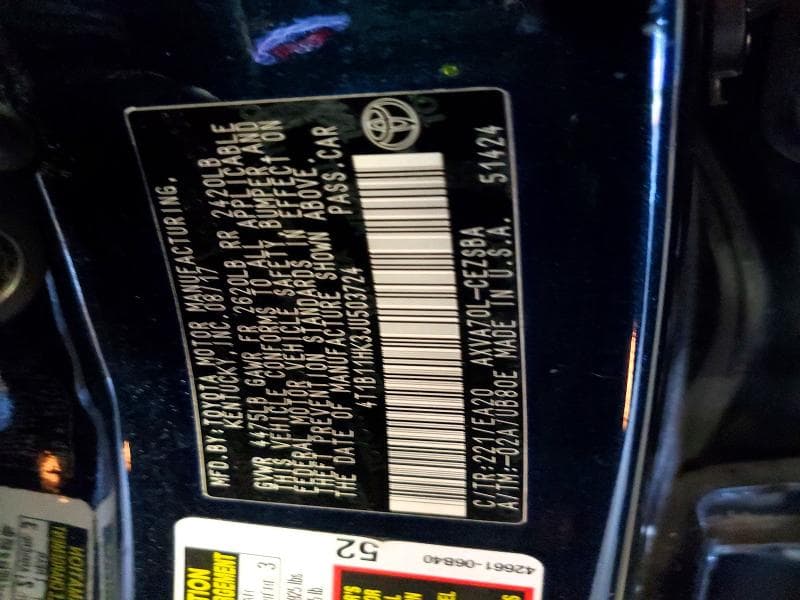 2018 TOYOTA CAMRY SE 12