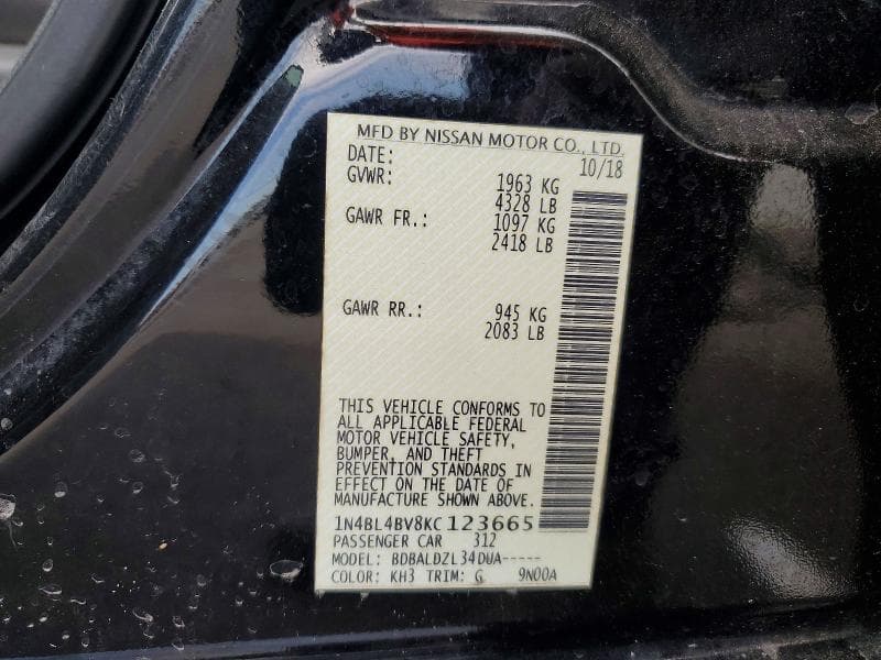 2019 NISSAN ALTIMA S 12