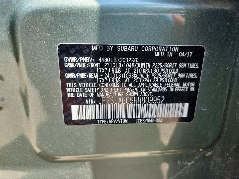 2017 SUBARU FORESTER 2.5I 12