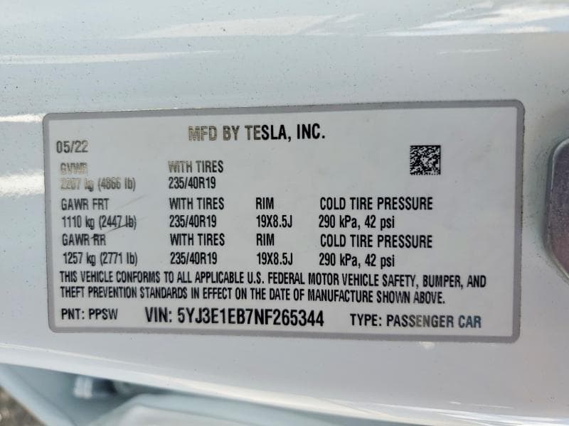 2022 TESLA MODEL 3 12