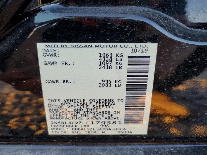 2020 NISSAN ALTIMA SR 12