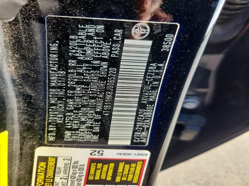 2018 TOYOTA CAMRY SE 13
