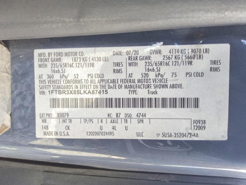 2020 FORD TRANSIT T-250 13