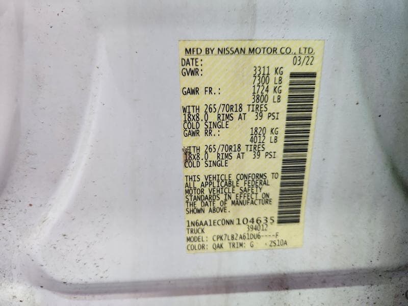 2022 NISSAN TITAN S 12