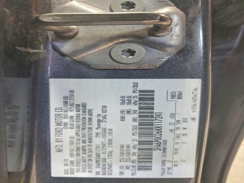 2019 FORD FUSION SEL 12