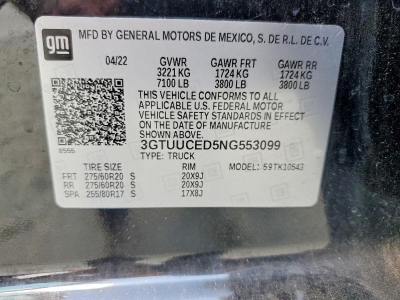 2022 GMC SIERRA K1500 ELEVATION 12