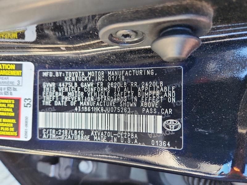 2018 TOYOTA CAMRY XSE 12