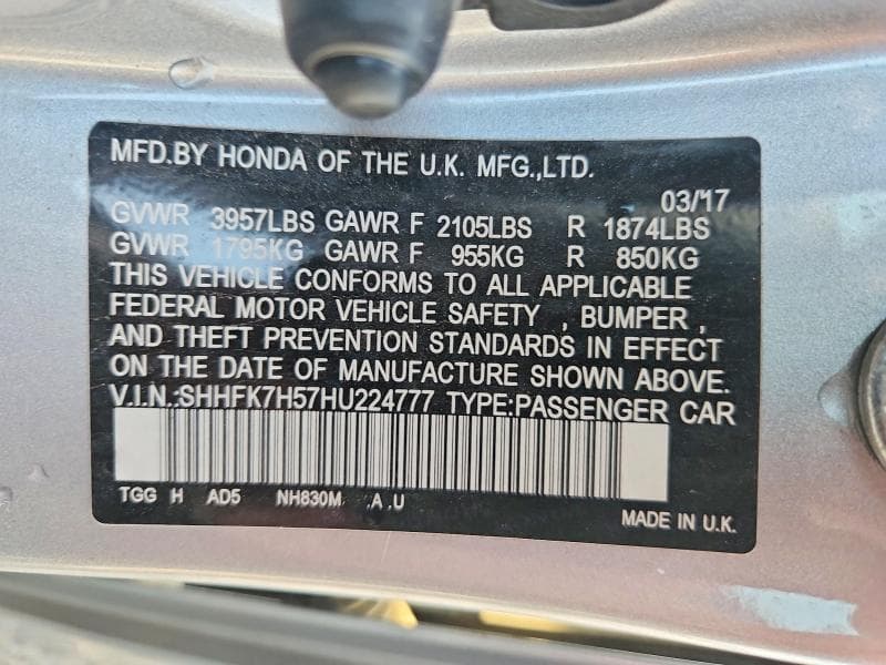 2017 HONDA CIVIC EX 14