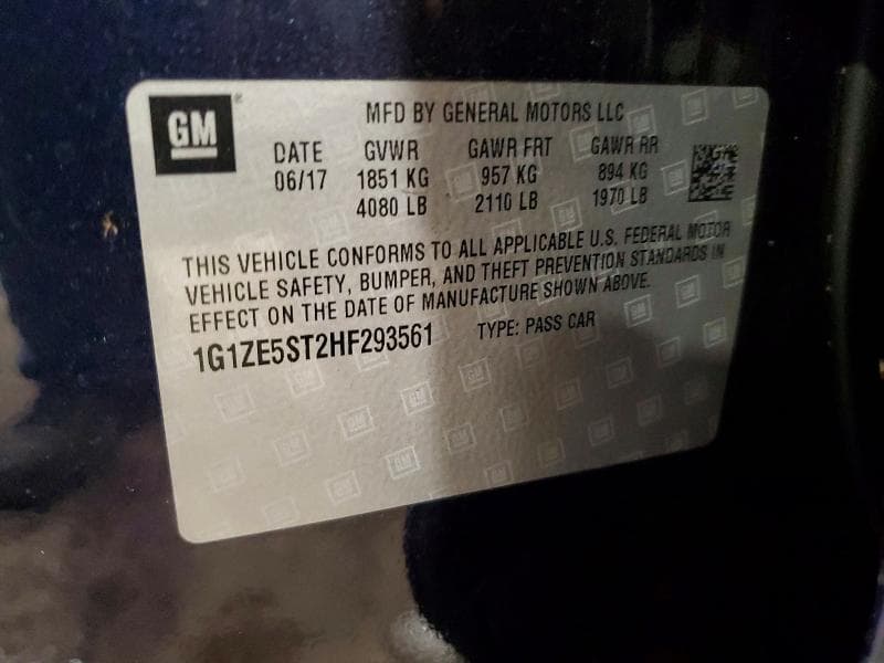 2017 CHEVROLET MALIBU LT 12
