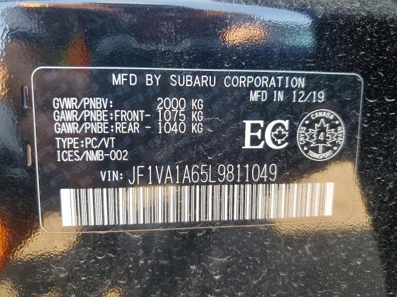 2020 SUBARU WRX 13