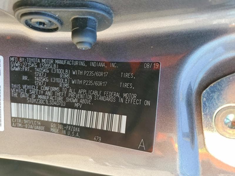 2020 TOYOTA SIENNA XLE 8-PASSENGER 12