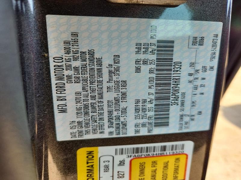 2017 FORD FUSION TITANIUM 13
