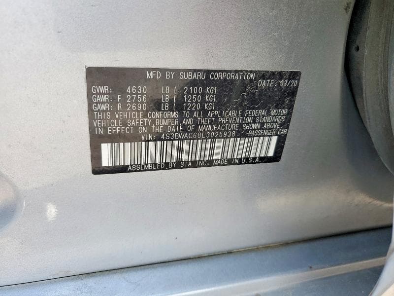 2020 SUBARU LEGACY PREMIUM 12