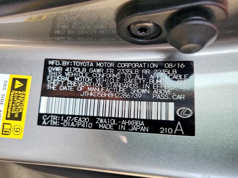 2017 LEXUS CT 200 12