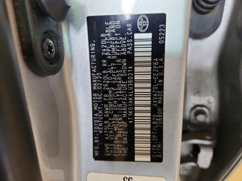 2020 TOYOTA CAMRY XSE 13