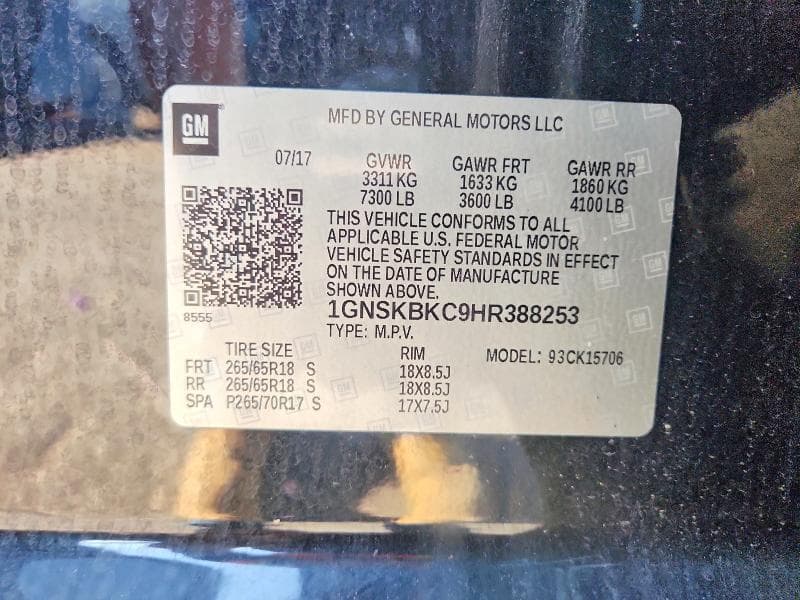 2017 CHEVROLET TAHOE K1500 LT 13