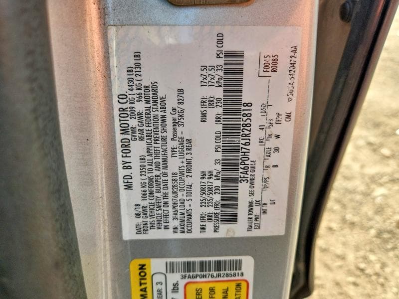 2018 FORD FUSION SE 12