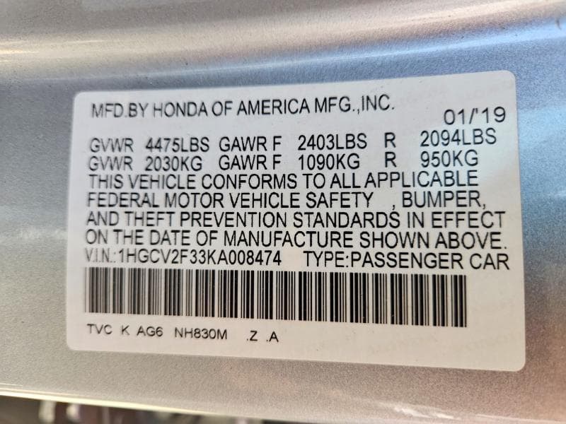 2019 HONDA ACCORD SPORT 12
