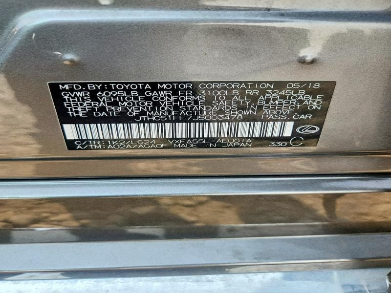 2018 LEXUS LS 500 BASE 12