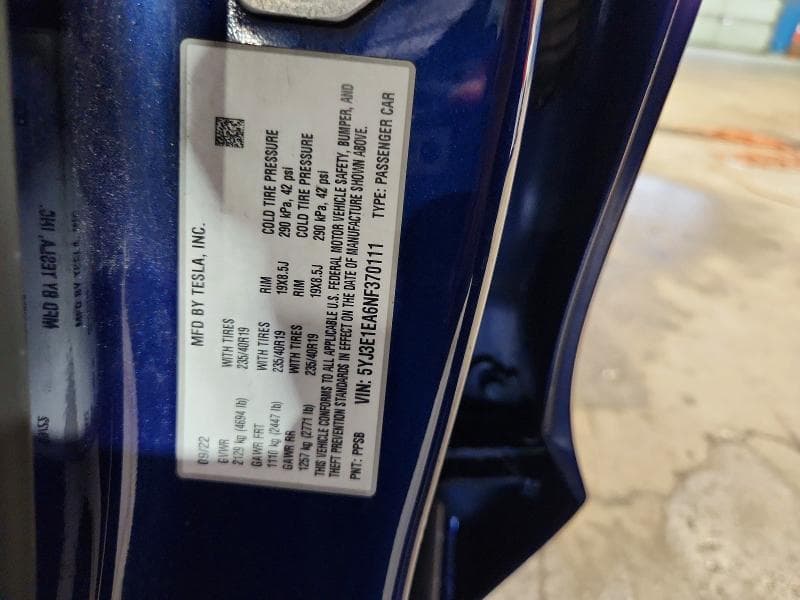 2022 TESLA MODEL 3 12