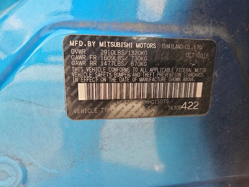 2017 MITSUBISHI MIRAGE ES 12
