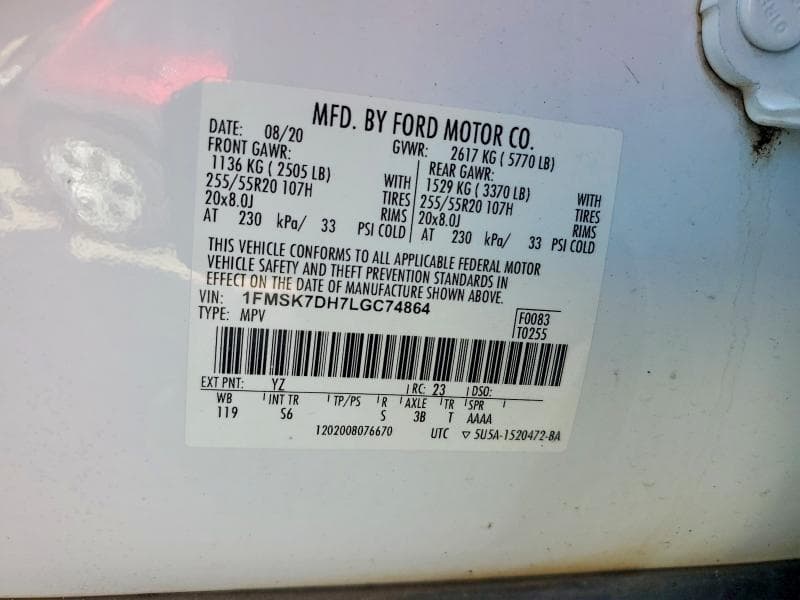 2020 FORD EXPLORER XLT 12