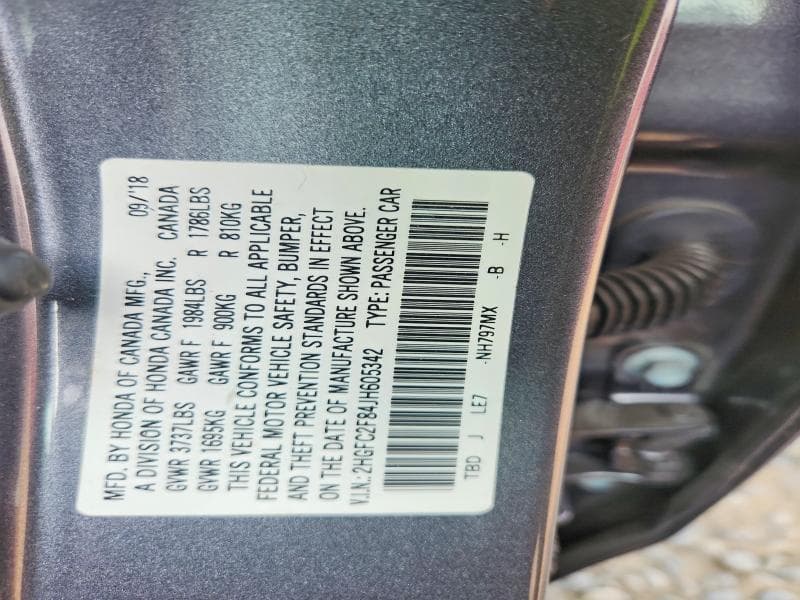 2018 HONDA CIVIC EX 12