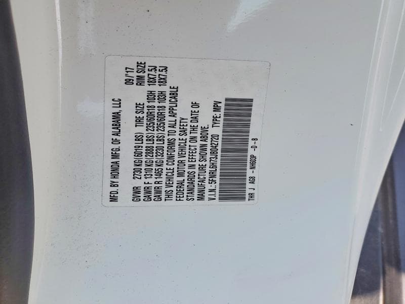 2018 HONDA ODYSSEY EXL 13