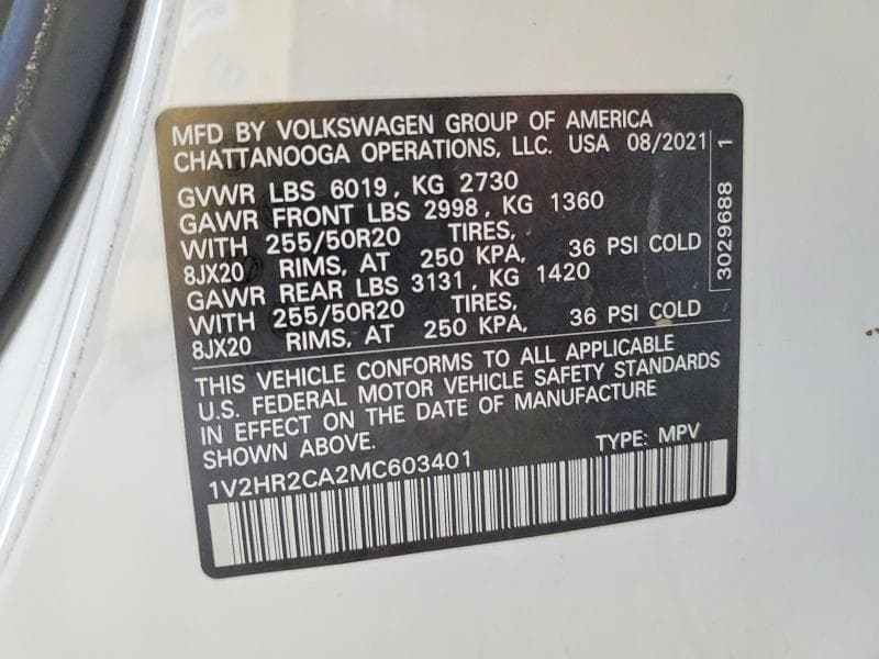 2021 VOLKSWAGEN ATLAS SE 14