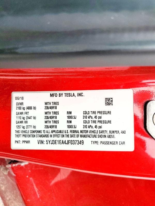 2018 TESLA MODEL 3 12