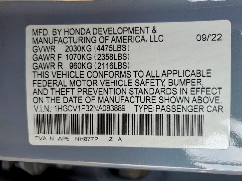 2022 HONDA ACCORD SPORT 12