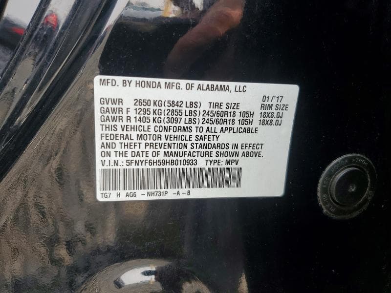 2017 HONDA PILOT EXL 13