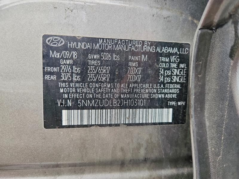 2018 HYUNDAI SANTA FE SPORT 2.4L 14