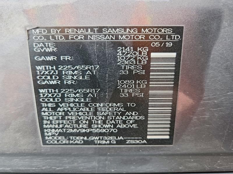 2019 NISSAN ROGUE SV 13