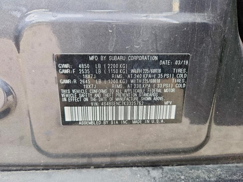 2019 SUBARU OUTBACK 3.6R LIMITED 14