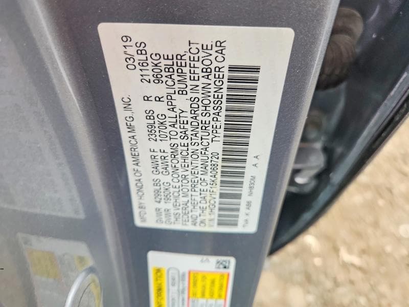 2019 HONDA ACCORD LX 12