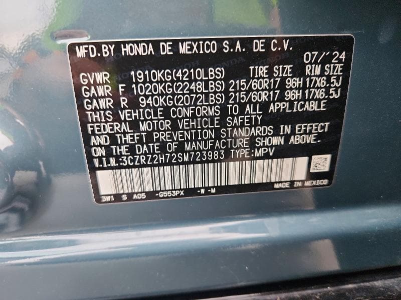 2025 HONDA HR-V EXL 13