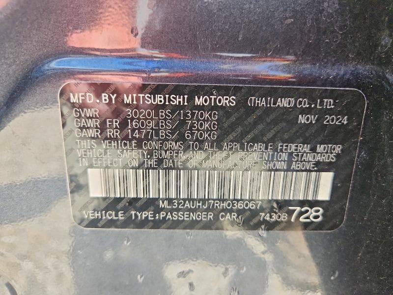 2024 MITSUBISHI MIRAGE ES 12