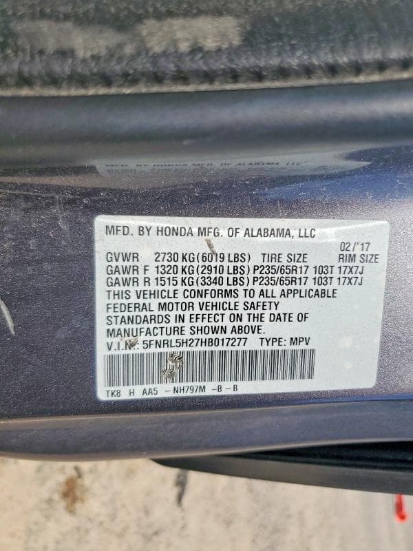 2017 HONDA ODYSSEY LX 13