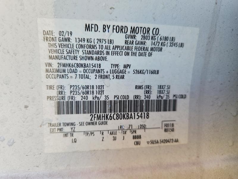 2019 FORD FLEX SEL 13